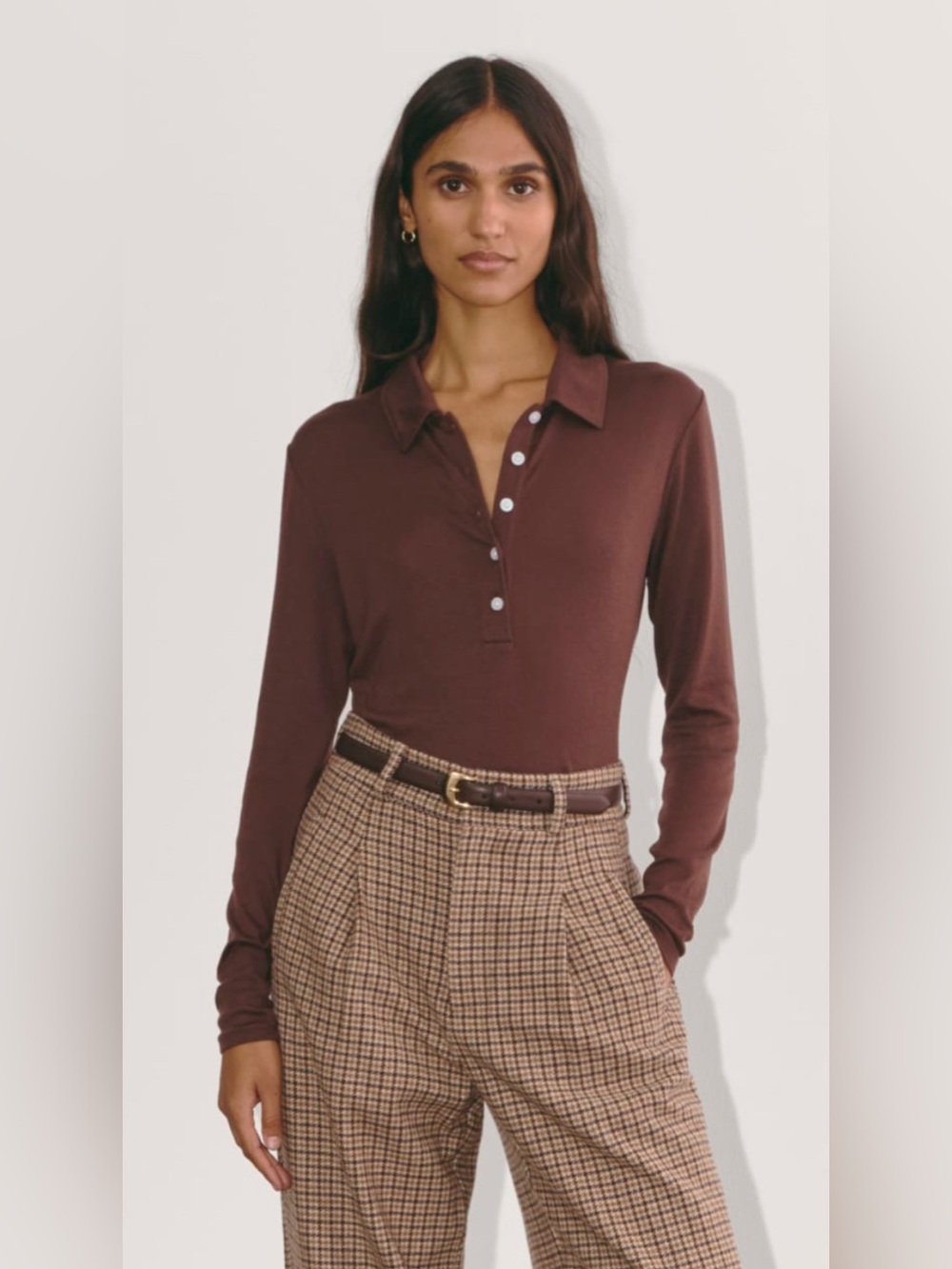 New Everlane THE HENLEY IN BUTTERLUXE Dark Mahogany Size S